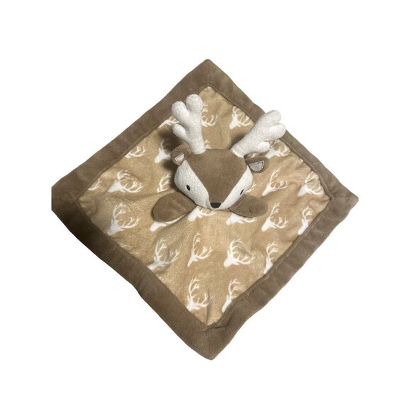 Levtex Baby Deer Lovey Security Blanket Stuffed Animal Plush Beige & White Antle - Picture 1 of 4